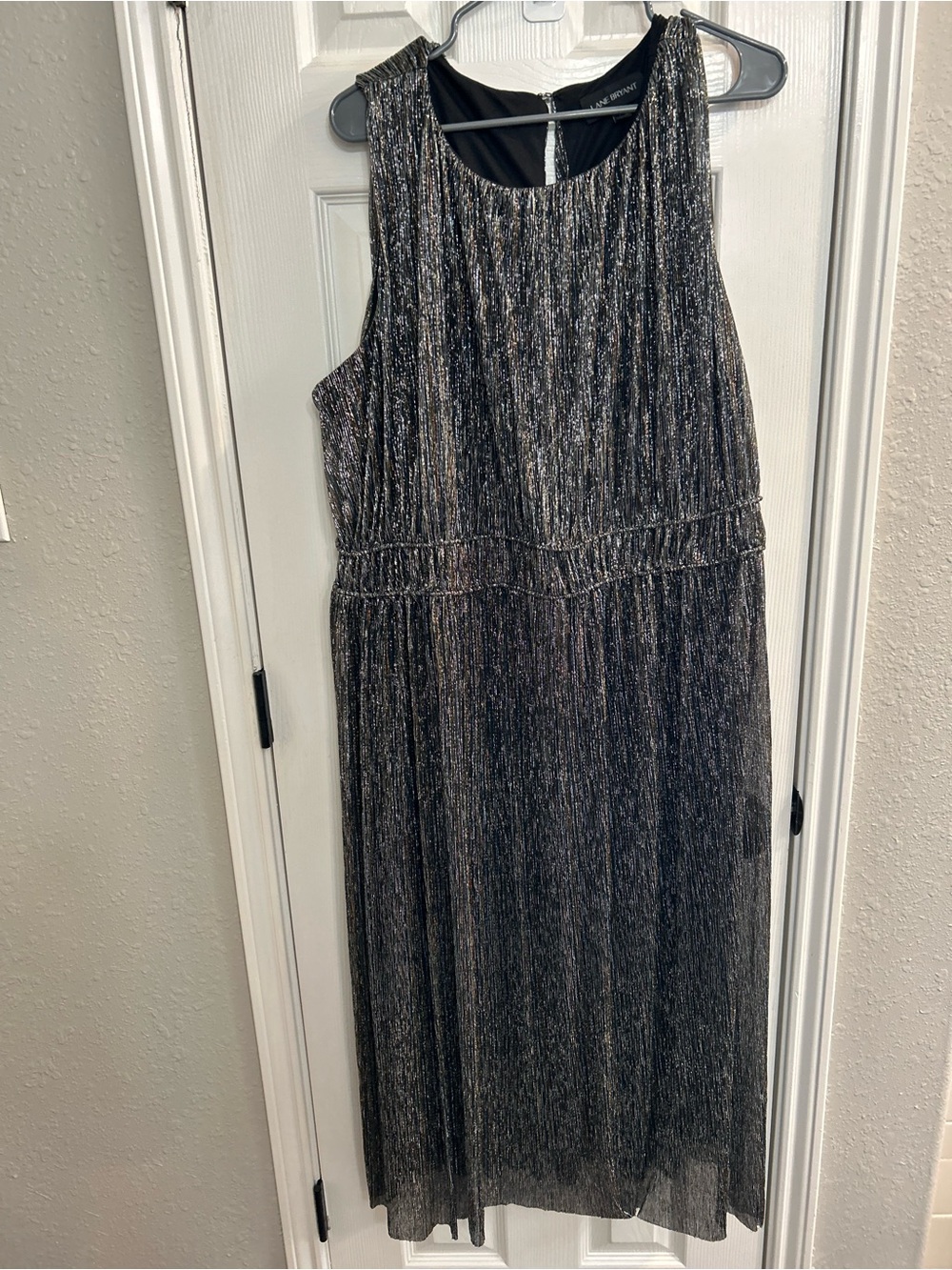 Lane Bryant Womens DRESS sz 22 Metallic Black Silver Bronze Gold Lined Elegant